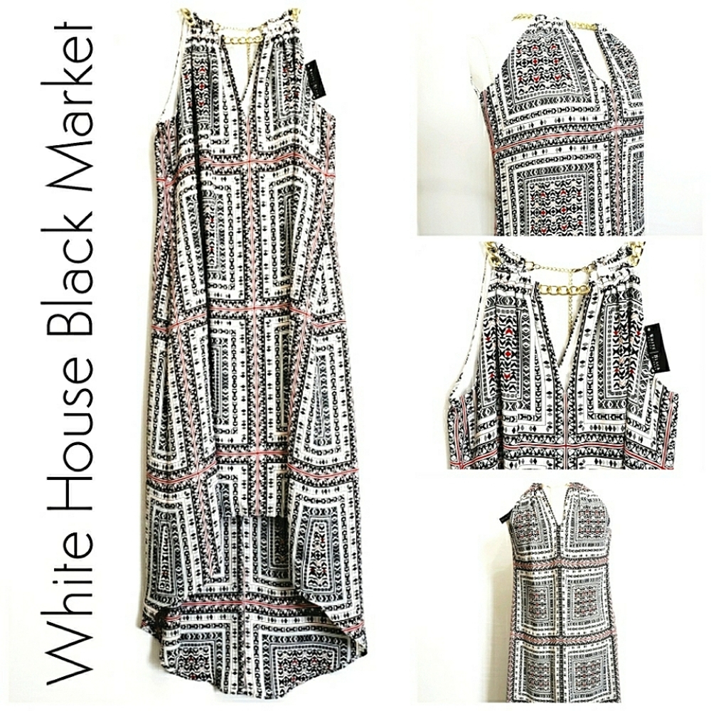 WHBM Nwt Halter/Gold Chain Hi low  Sleeveless Dress